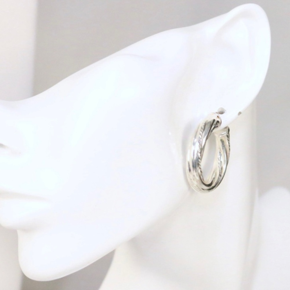 Brand NEW 2 pairs Large Hoop Sterling Silver Pierced Earrings - Picture 4 of 6